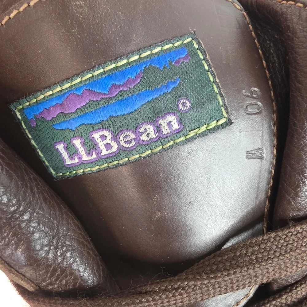 VTG LL Bean Cresta Hiking Boots Rare High Ankle Brown Leather Italy 8.5M 10L